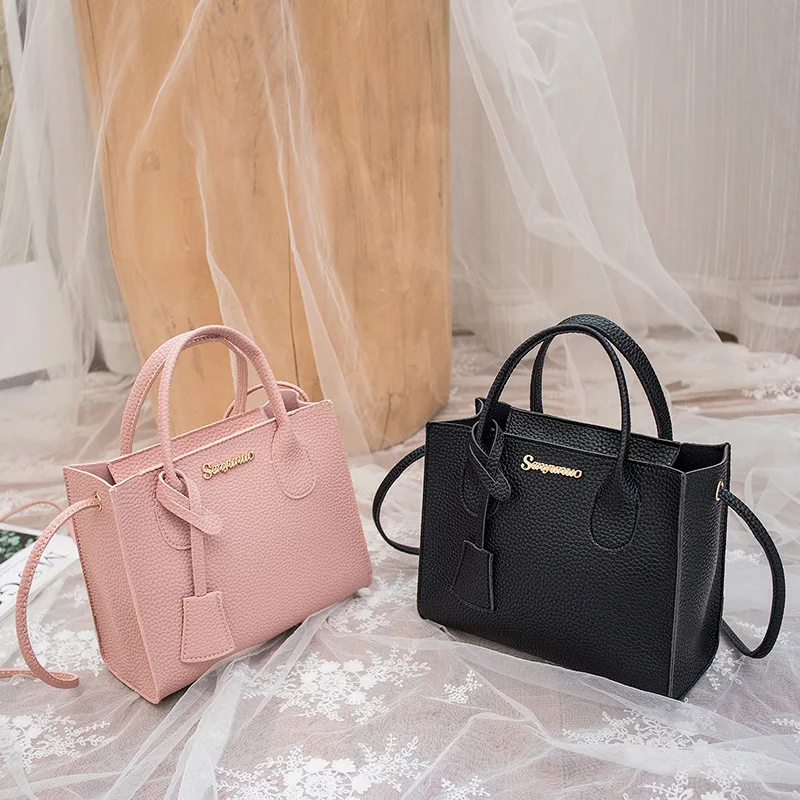 Womens Solid Color Lychee Grain Tote Shoulder Bag Elegant Single Shoulder Crossbody Handbag for Daily Use