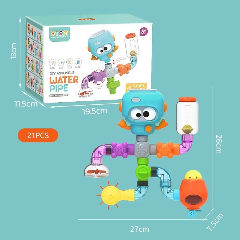Splash and Spin Baby Bath Toys with Suction Cups and Water Tubes Set