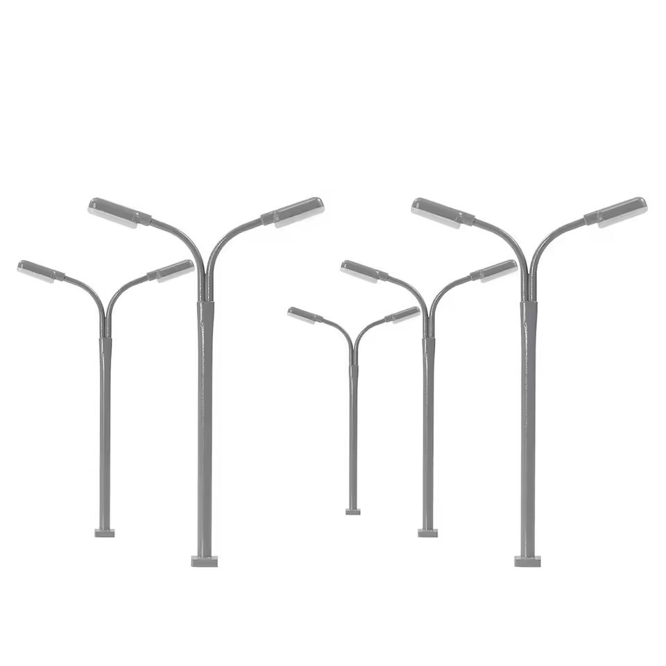 5-Piece N-Scale Model Platform LED Street Lamps – High-Precision 1:160 Miniature Garden Lamps for Railway & Diorama Deco