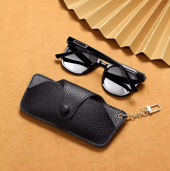 RetroCarry PU Leather Glasses Pouch with Lanyard Strap