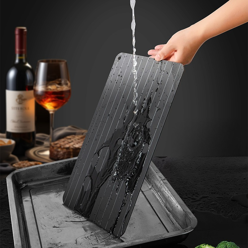 Large Size Thawing Plate for Frozen Meat, Fast Defrosting Tray with Groove Design for Safer Kitchen Use