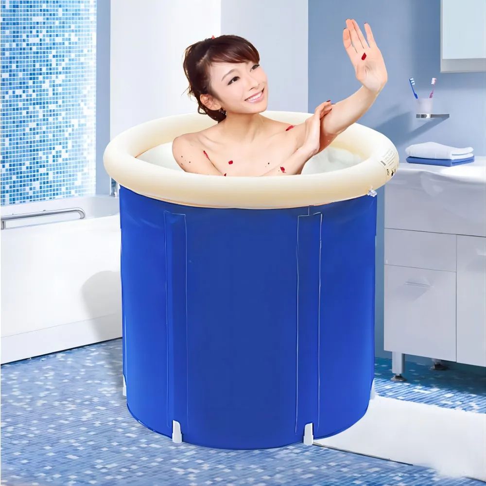 Ice Bath Portable Collapsible Bathtub, Thicken Large Adult Inflatable Bath Bucket for Outdoor Water Therapy