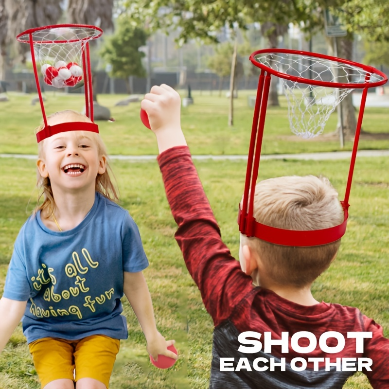 Adjustable Basketball Net Headband For Kids and Adults, Head Hoop Carnival Game With 20 Balls