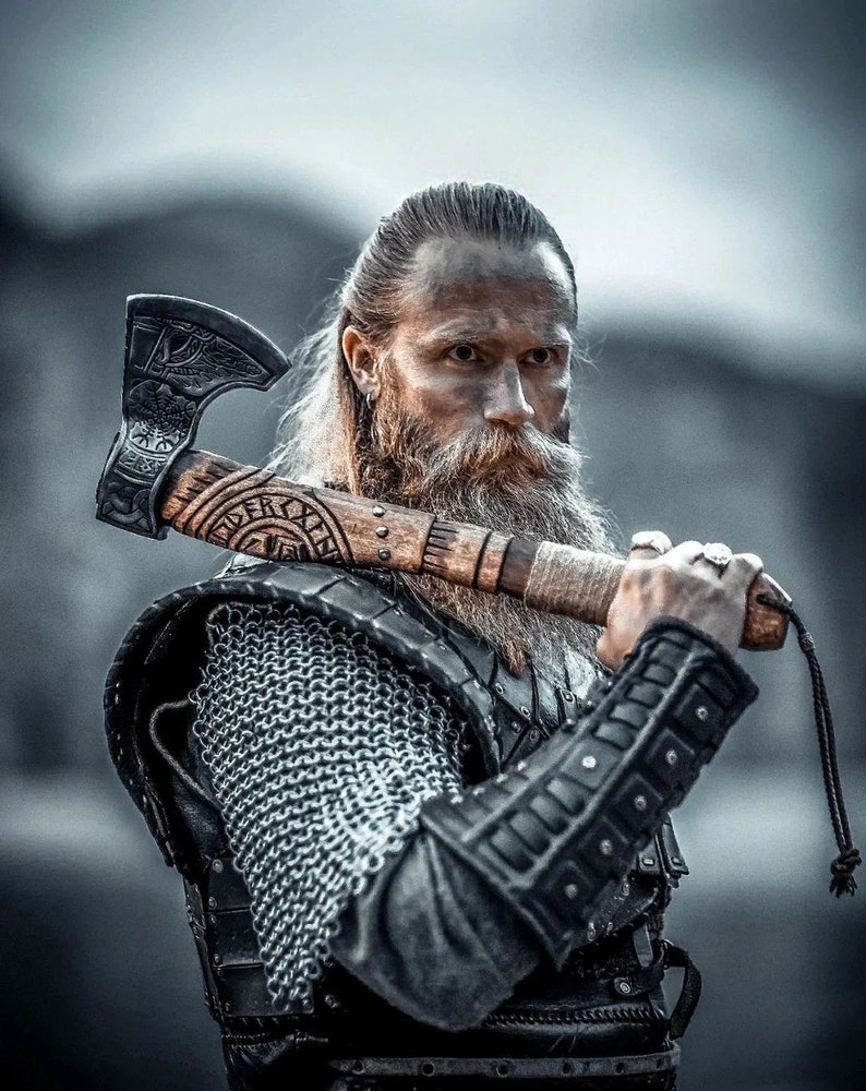 Custom Gift Hand Forged Carbon Steel VIKING AXE with Ash Wood Shaft, Wedding Gift, Axe, Axes Best Birthday&Anniversary G