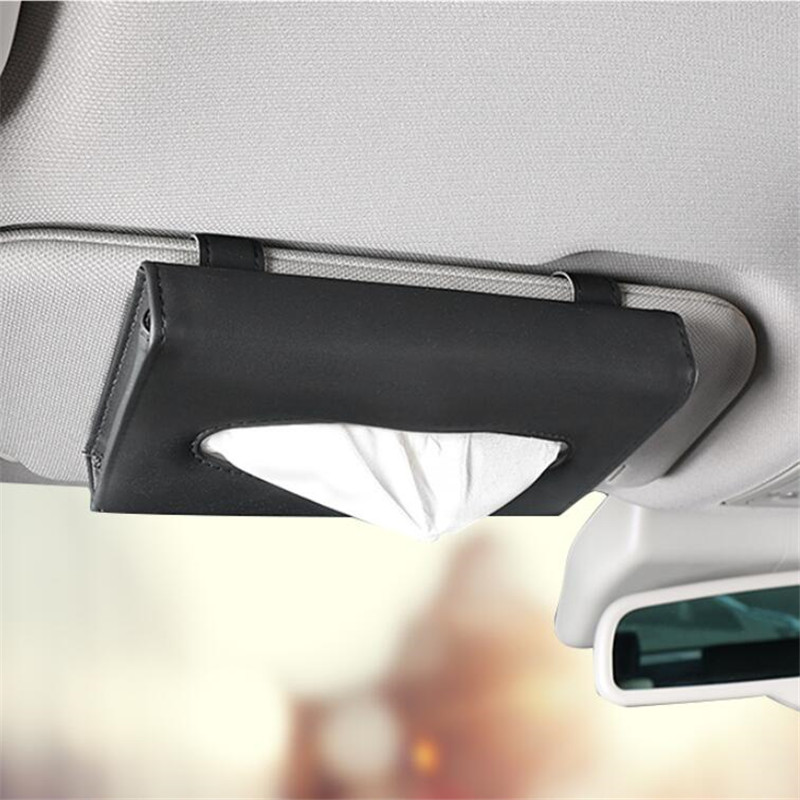 PU Leather Car Tissue Box Sun Visor Hanging Block Towel Napkin Holder Organizer Storage Bag Paper Rack