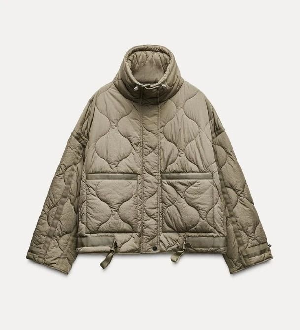 ETJ Womens Quilted Jacket with Adjustable Ties