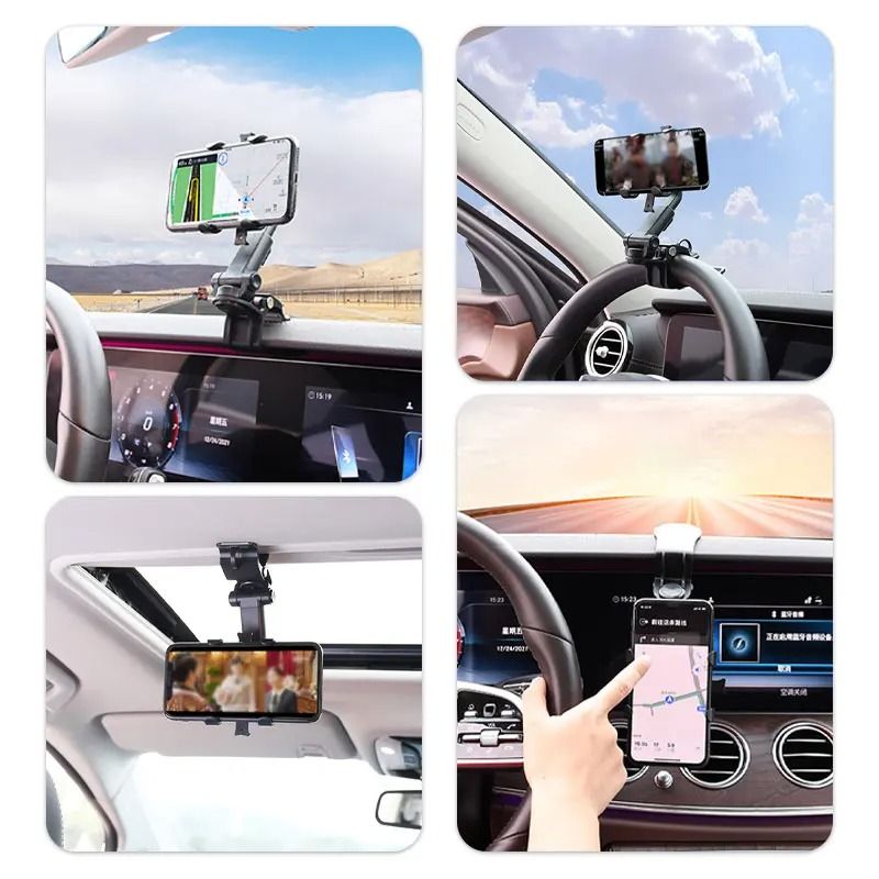 BLALION Universal High-Intensity Car Phone Holder | 360° Rotating & Retractable Dashboard Clip Mount