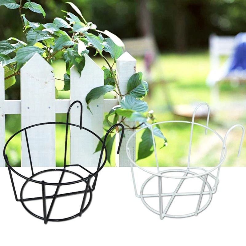 Iron Hanging Plant Holder Balcony Flower Pot Rack Railing Garden Plant Stand