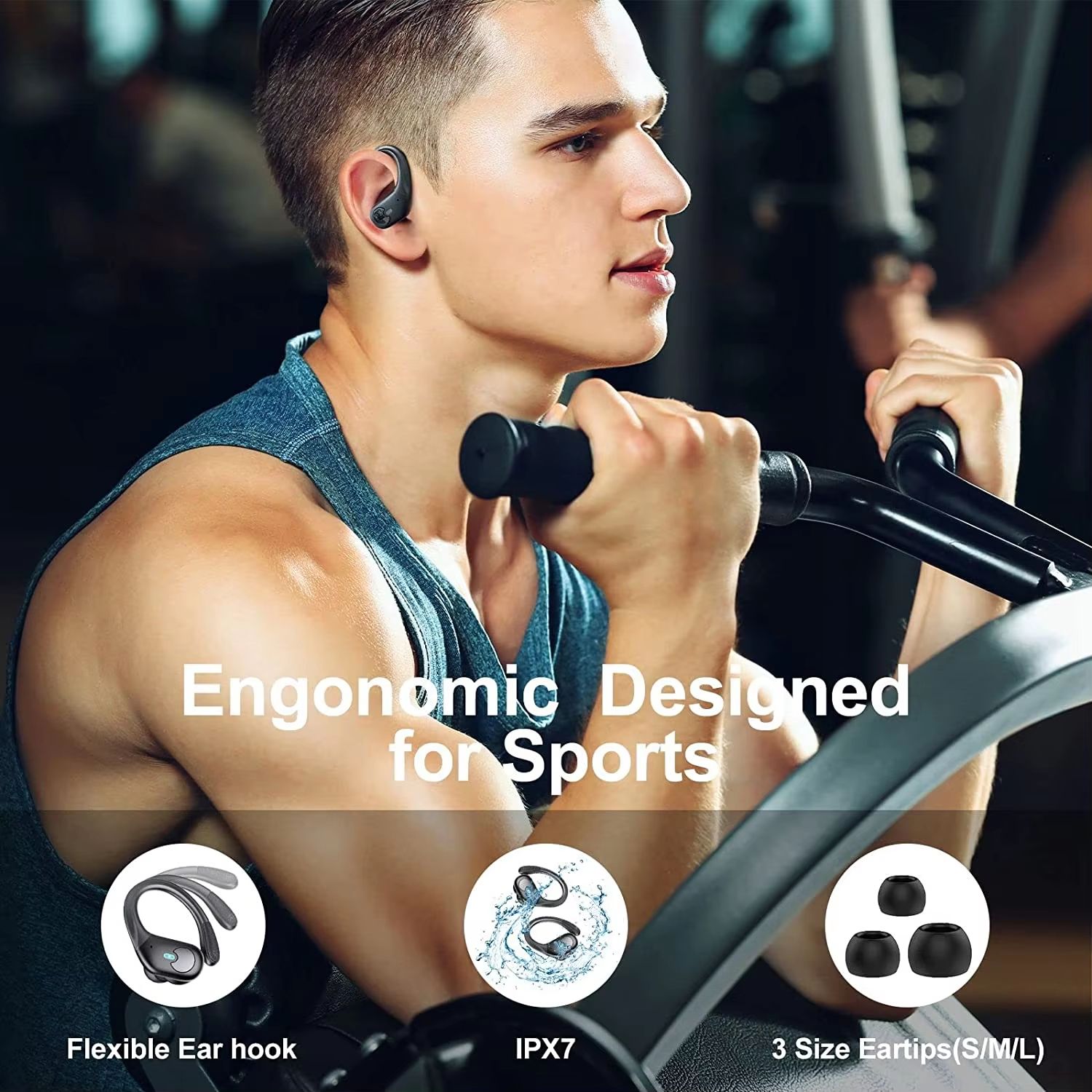 Bluetooth 5.4 True Wireless Sports Earbuds with LED Power Display and HD Mic
