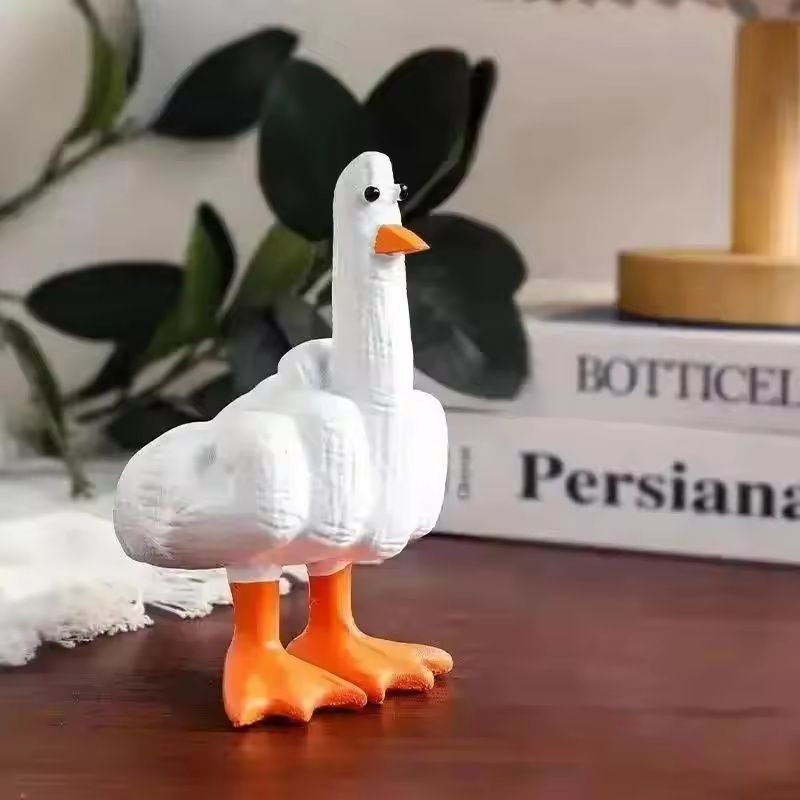 Attitude Duckling Sculpture | Defiant Middle Finger Resin Figure | Executive Studio & Humorous Sanctuary Decor