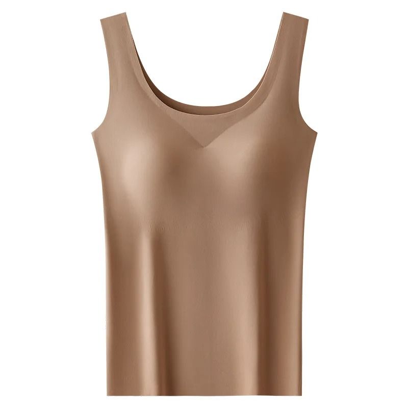 Women Seamless Ice Silk Tank Top with Chest Pads