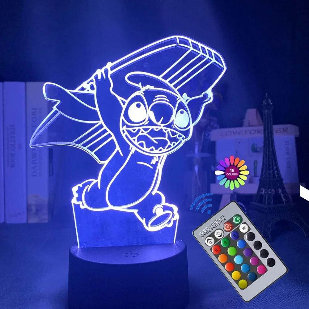 3D Illusion Stitch Night Light Remote Control Smart Touch LED Lamp