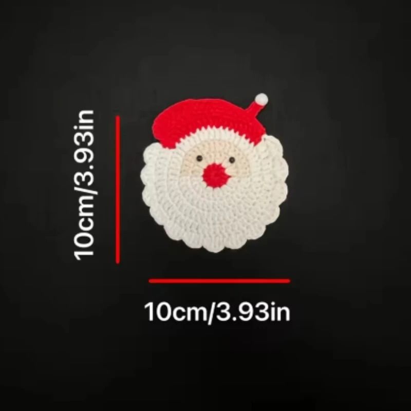 Handmade Crochet Santa Claus Holiday Coasters Set