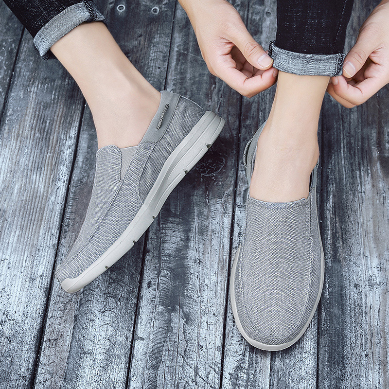 Fashion Casual Men Shoes Lightweight Breathable Canvas Slip On Loafers Driving Sneakers Summer Shoes