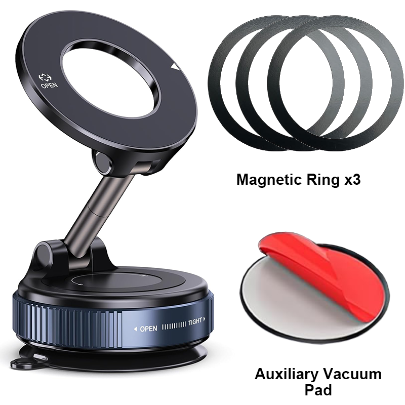 Foldable Car Mount, Magnetic Holder, Strong Suction Stand, iPhone, Cell Phone, Live Streaming