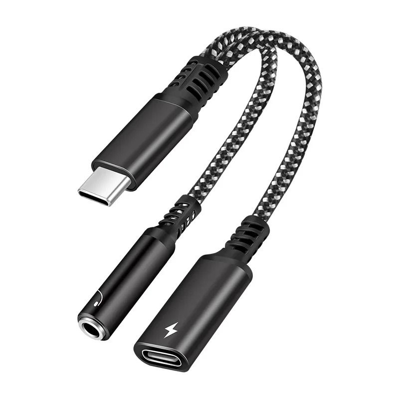 USB C to 3.5mm Adapter with Charging PD 60W Audio Splitter Cable