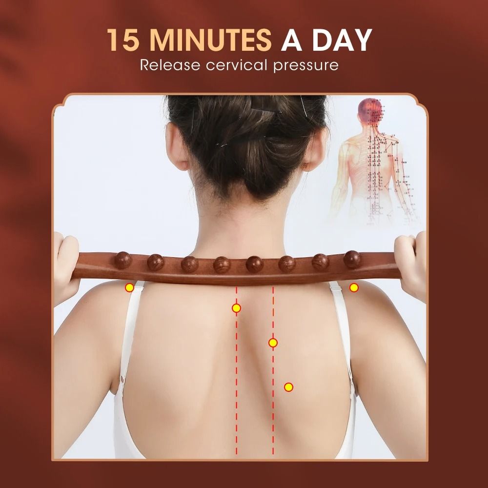 Handheld Wood Massage Roller Stick Lymphatic Drainage Fascia Blaster for Neck Back Waist Leg