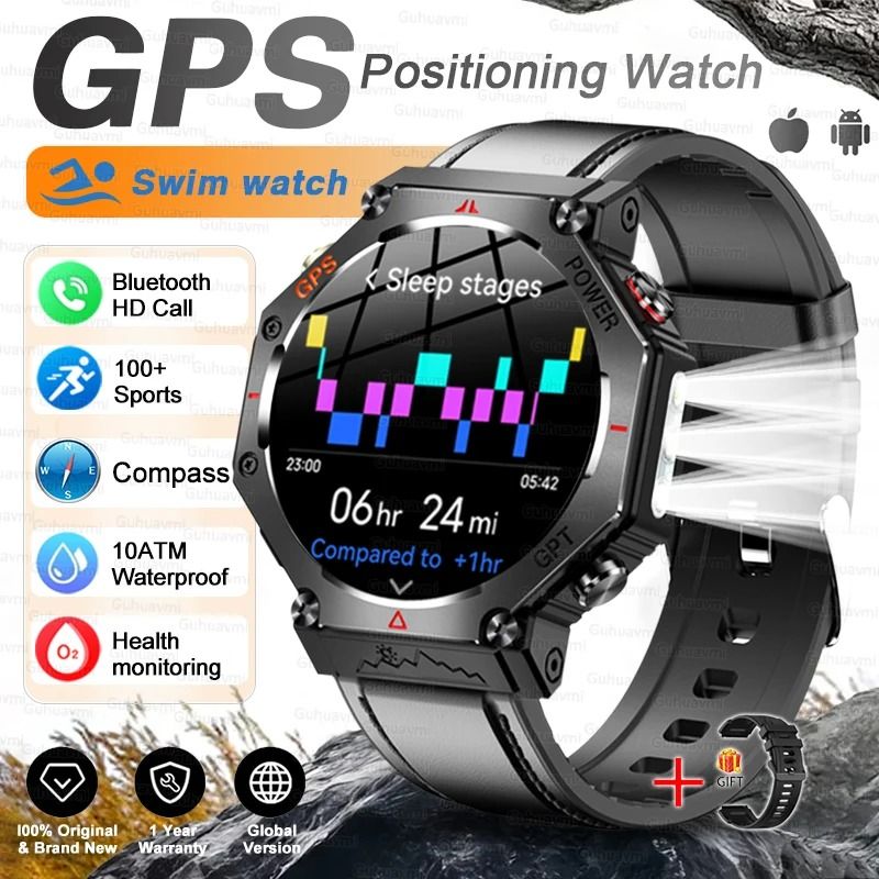 T-Rex 3 Ultra Military GPS Smartwatch with AMOLED Display, 10ATM Waterproof and Compass