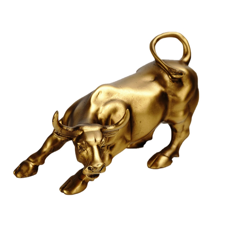 Golden Ox Sculpture Wall Street Bull Statue for Office & Home Decor