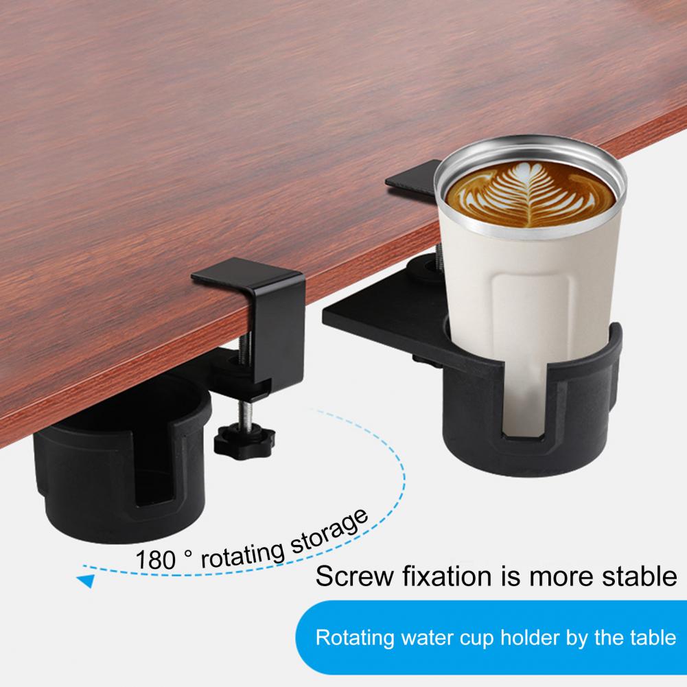 Under-Desk Cup Holder Adjustable Rotating Anti-Spill Mug Holder for Coffee Mugs and Water Bottles