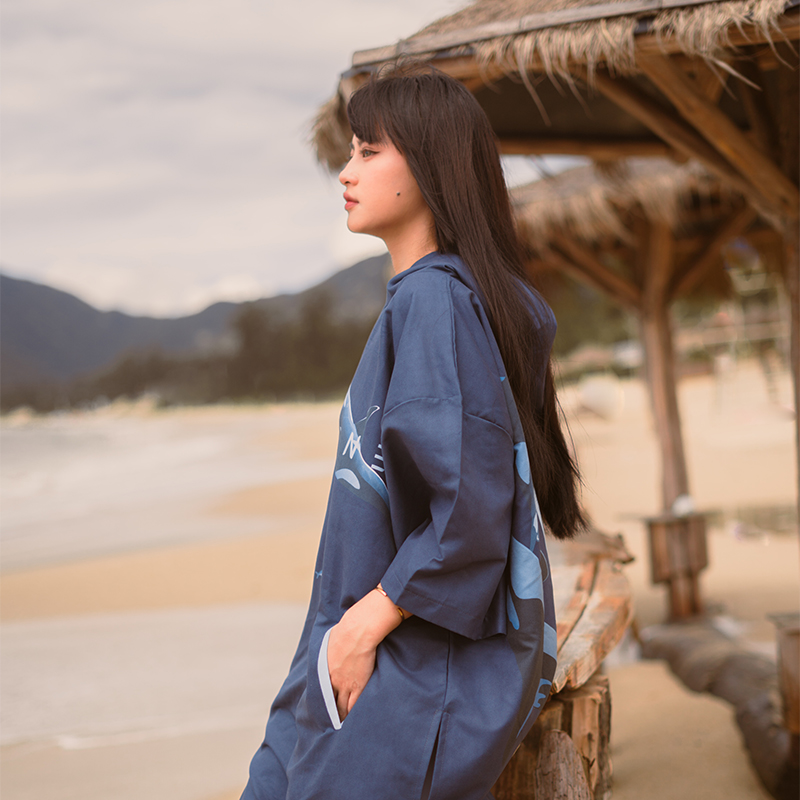 Quick Dry Surf Poncho Changing Robe with Hood for Women Beach & Swim Cover