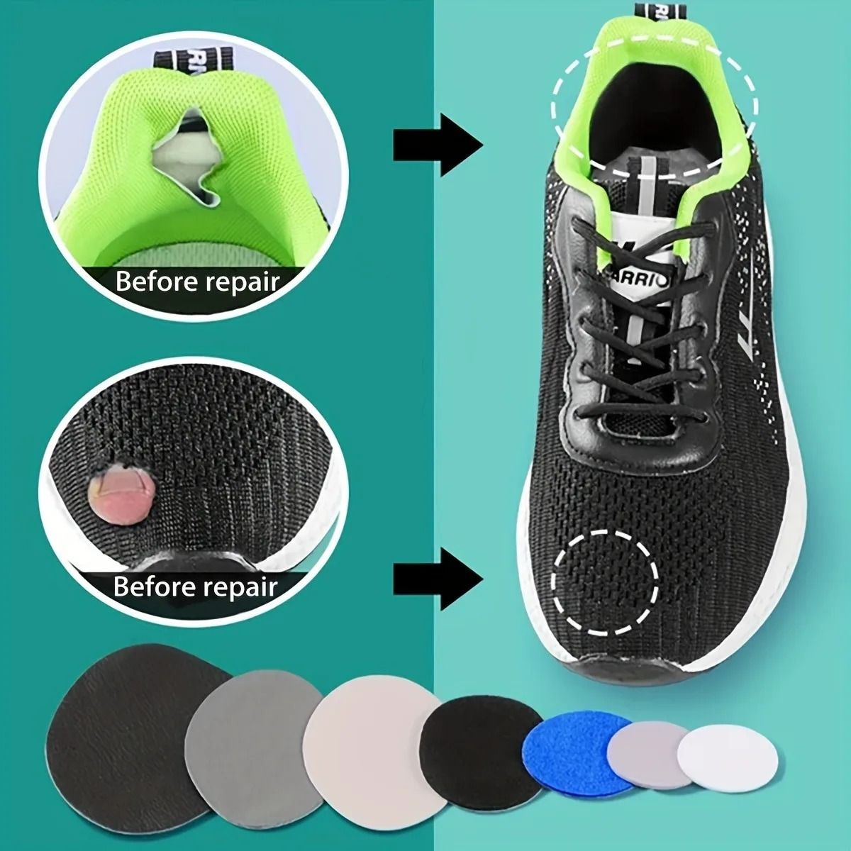 Self Adhesive Shoe Repair Patches Waterproof Invisible Shoe Fix Set of 6