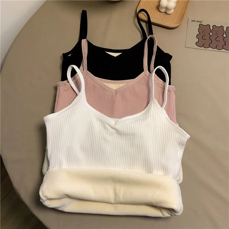 Women Winter Warm Sleeveless Thermal Top Soft Velvet Elastic Underwear Nightwear