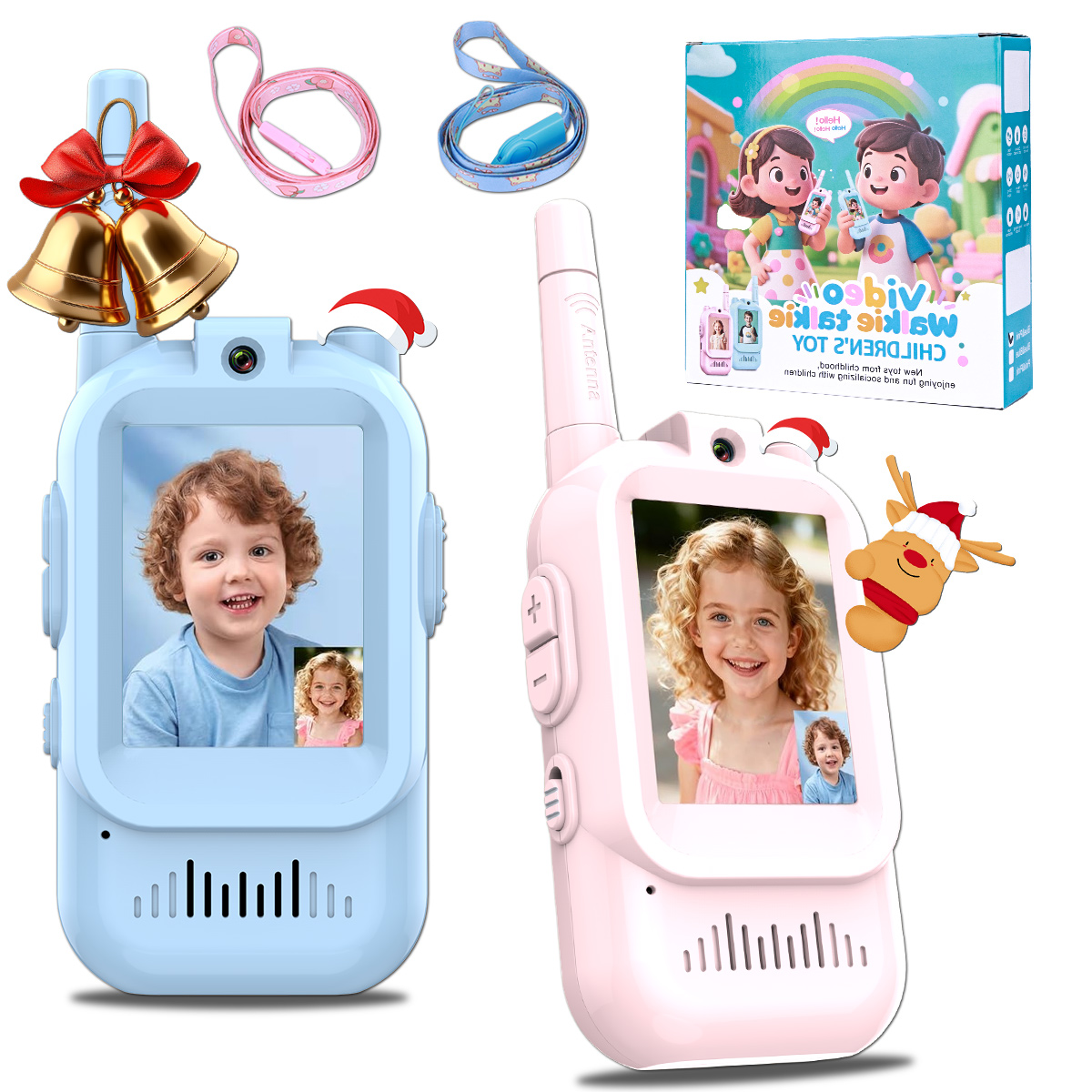 Interactive Kids Video Walkie Talkies Rechargeable with HD Screen & Voice Changer