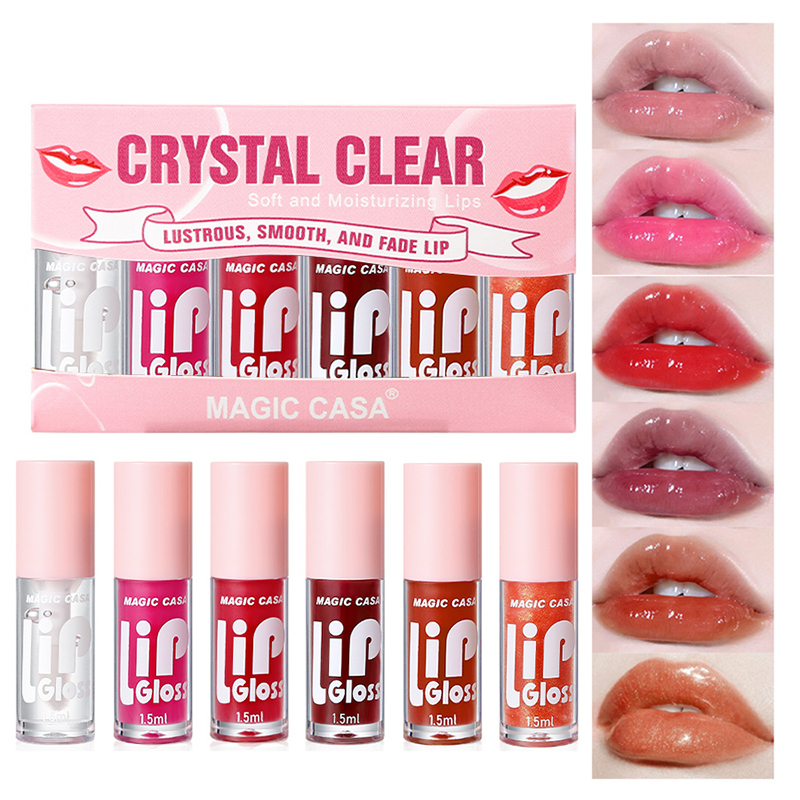 Water Gloss Jelly Lip Oil 6-Piece Set, Plumping, Hydrating Base, Long Lasting Moisture, Lip Treatment Primer