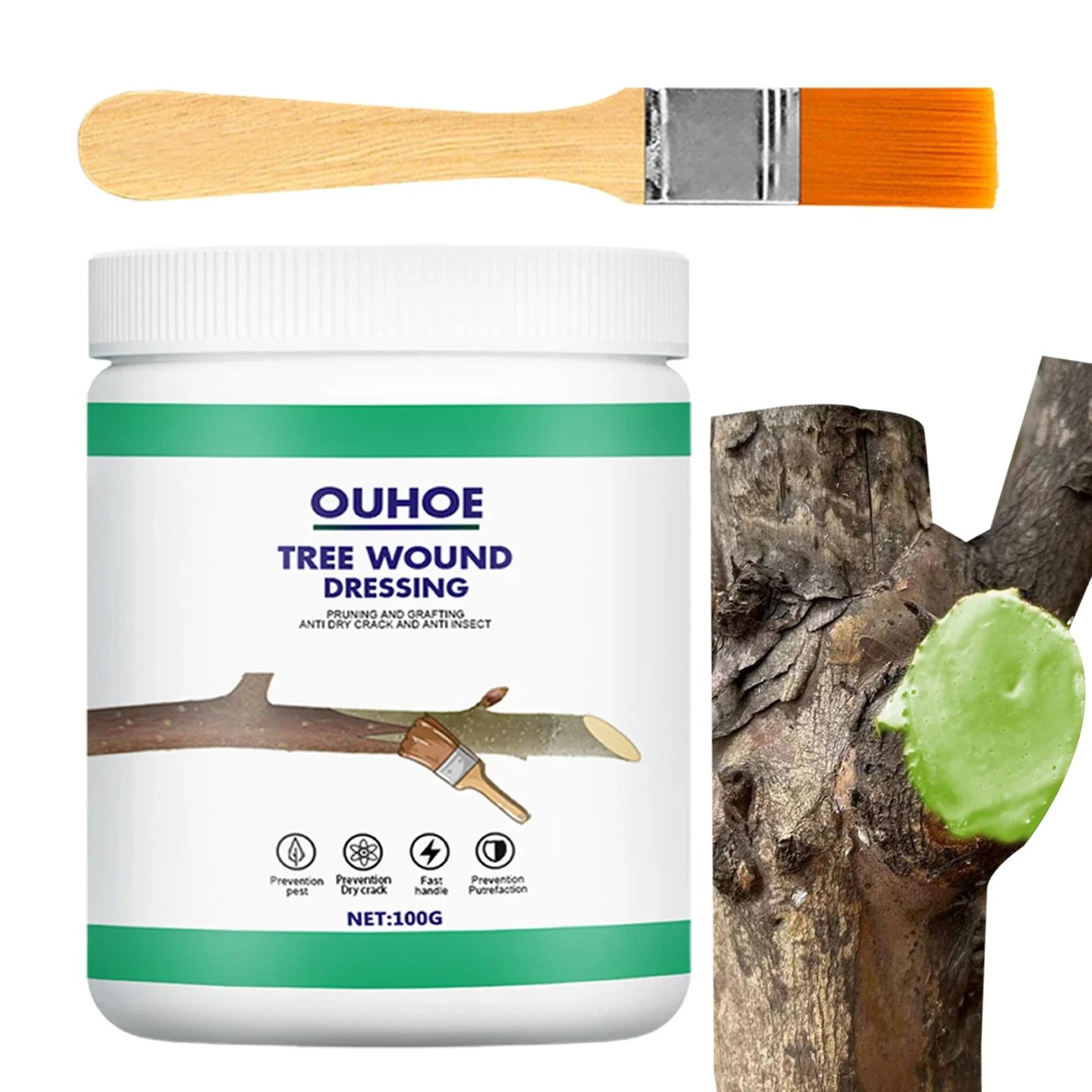Tree Grafting Paste and Bonsai Cut Wound Sealer with Brush for Pruning and Plant Repair