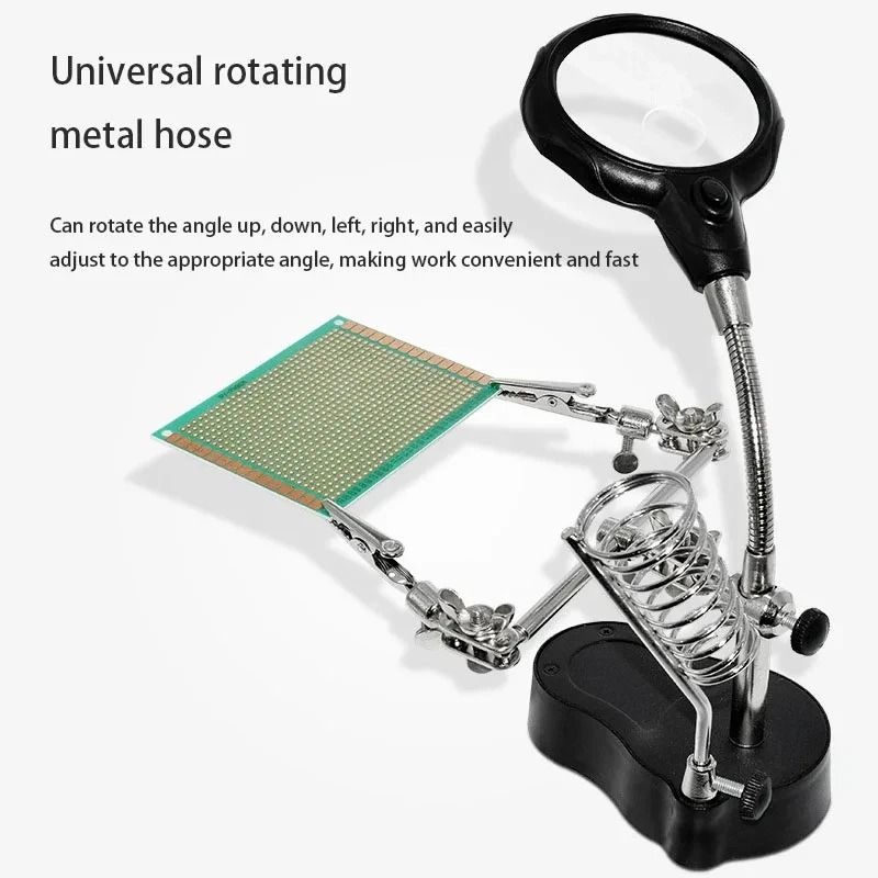 Desktop Repair Magnifying Glass with LED Light and 2.5x 5x Lenses for Electronics and Crafts