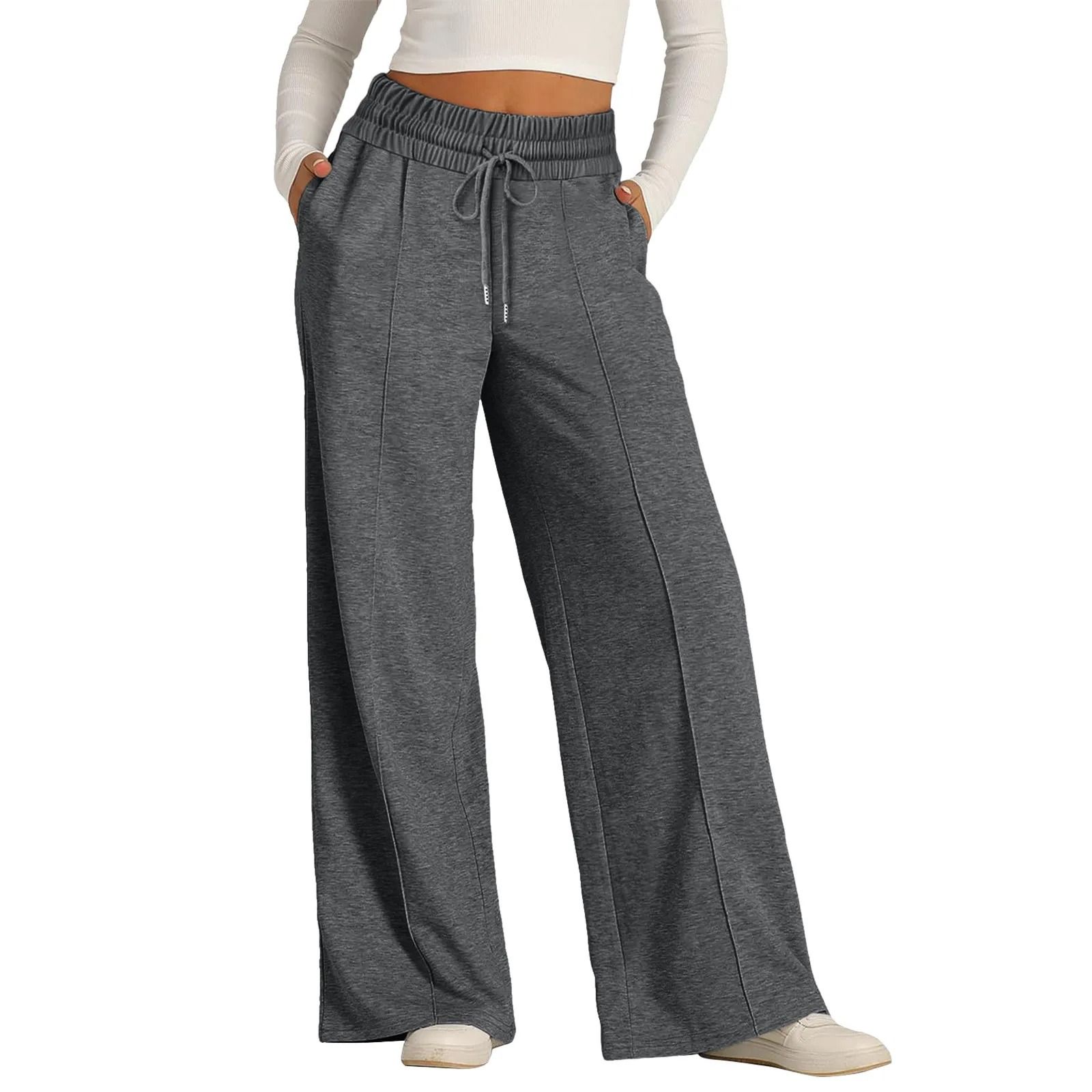 Womens Summer Tie Strap Wide Leg Jumpsuit Stretchy Casual Loose Pants