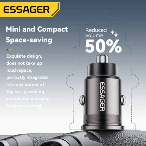 Essager 45W Mini USB C Car Charger PD 3.0 & QC 3.0 Fast Charging Adapter