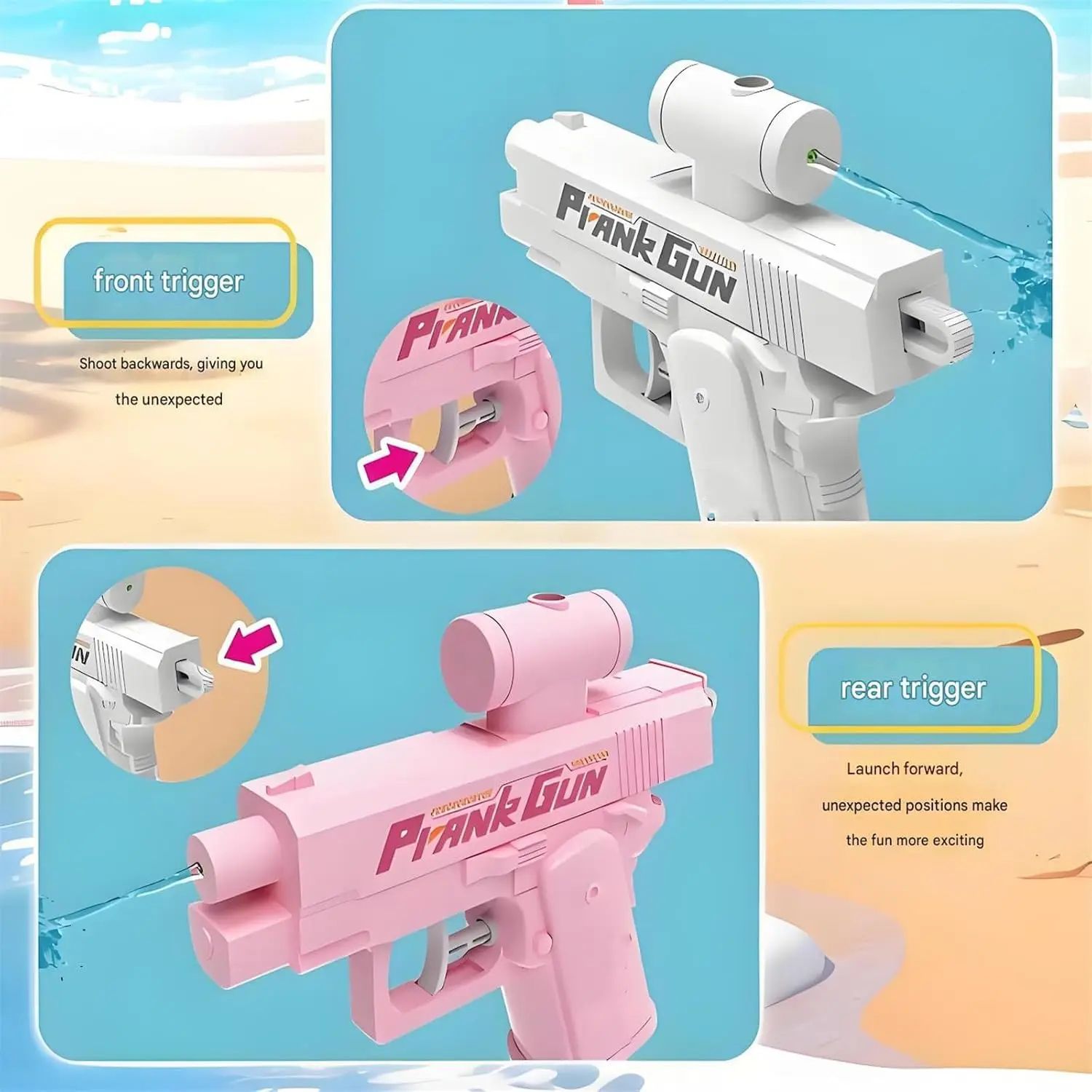 Prank Two-Way Water Gun Reverse Spray Toy for Parties and Summer Fun
