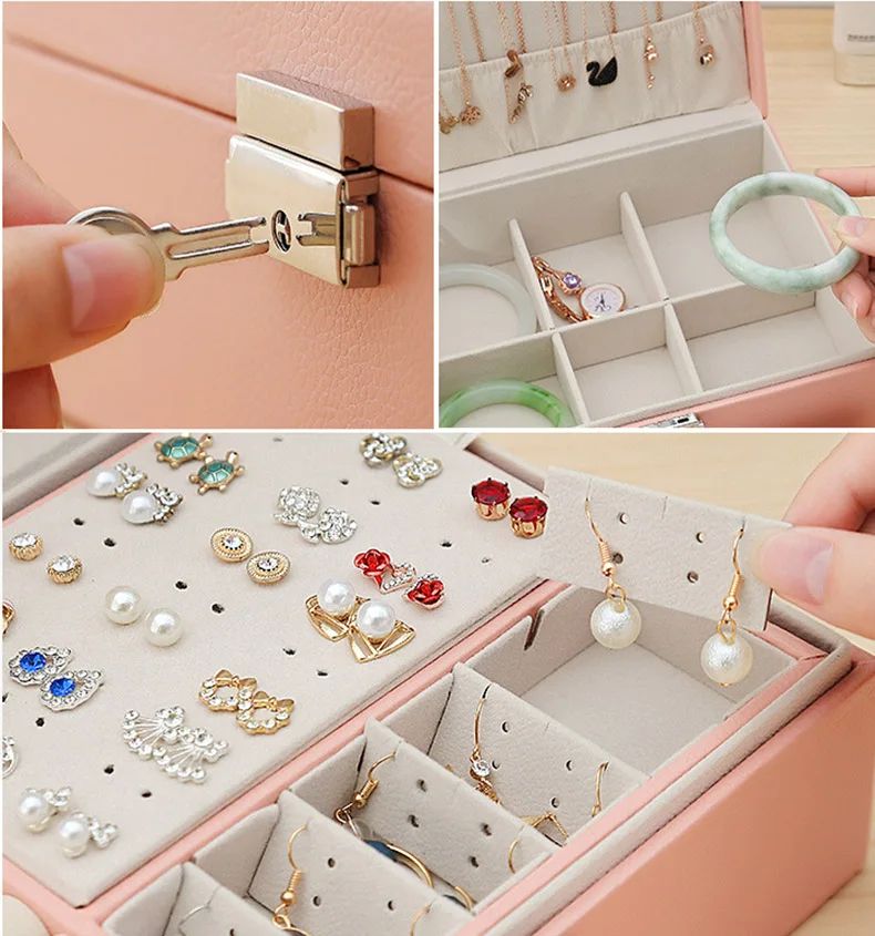 Double Layer Wooden Jewelry Box