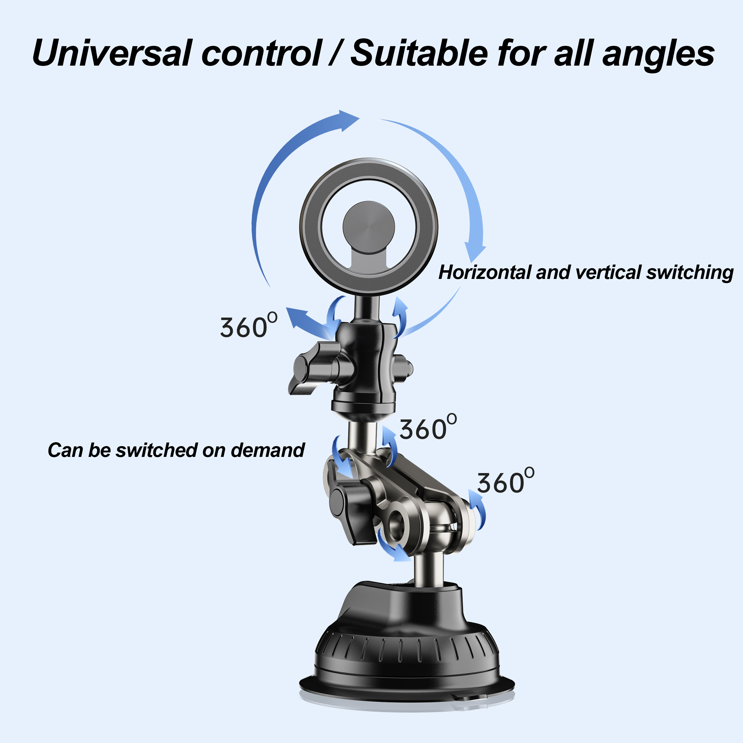 Universal Magic Arm Phone Mount, Suction Magnetic Car Holder for Vlog Shooting