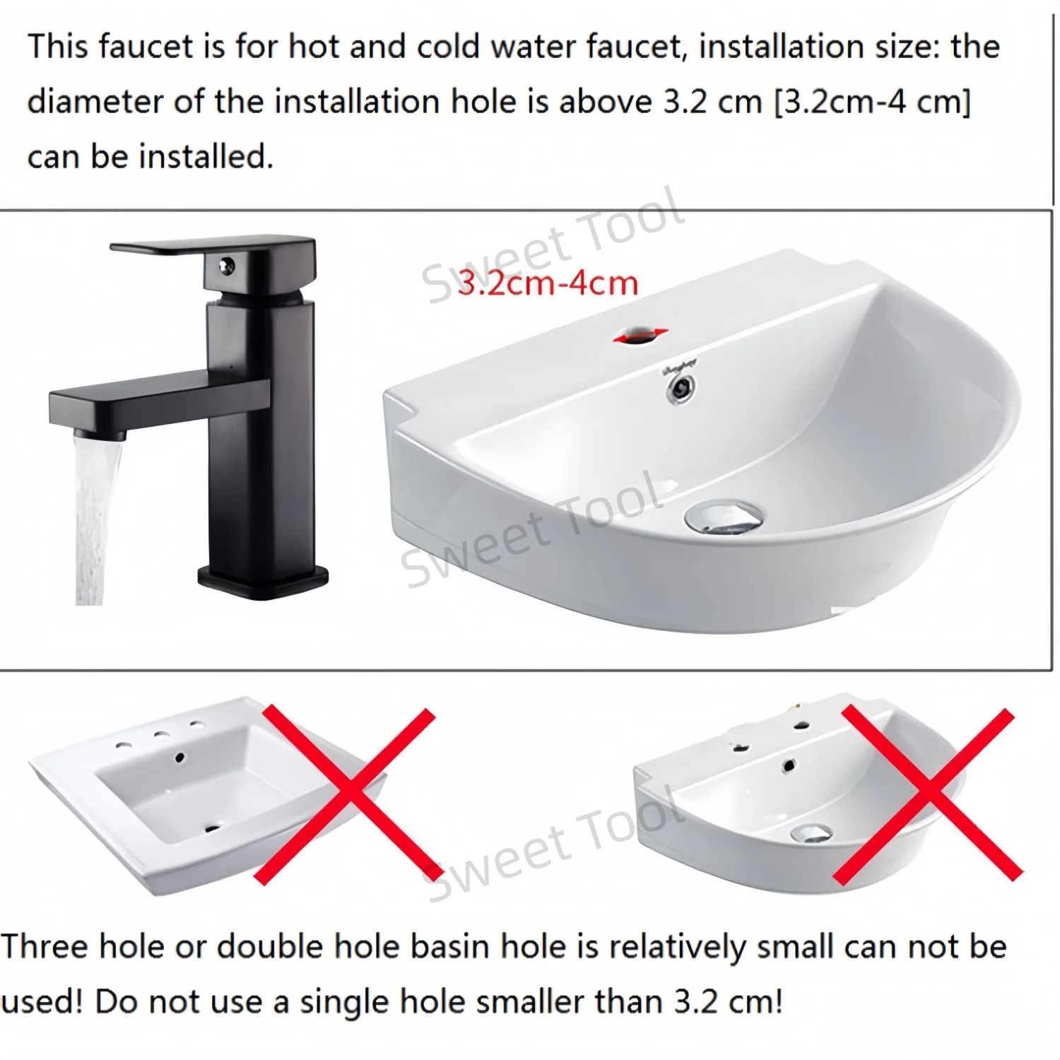 Black & Chrome Single Handle Sink Faucet
