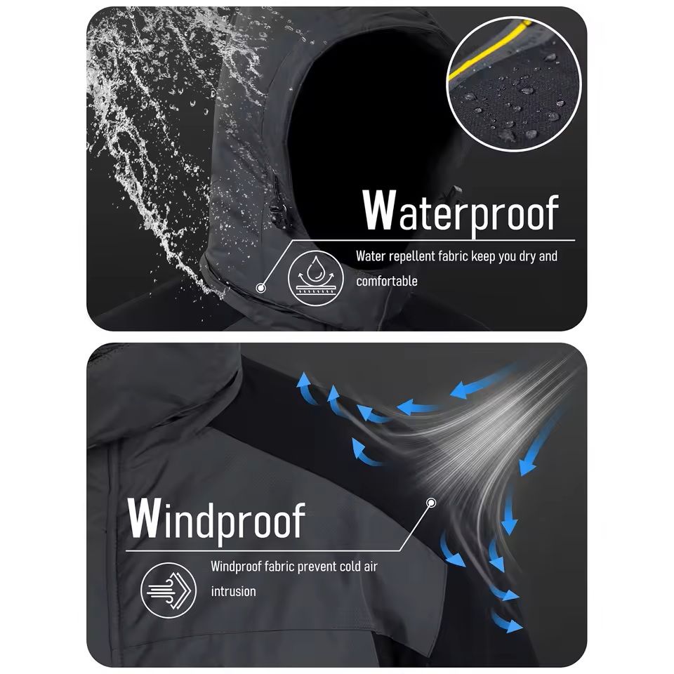 Mens Waterproof Ski Jacket with Fleece Lining and Removable Hood