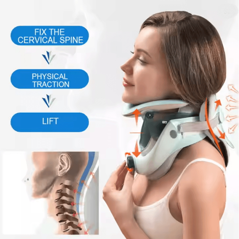 AirAlign Inflatable Neck Traction Collar Air Sac Adjustable Cervical Stretcher