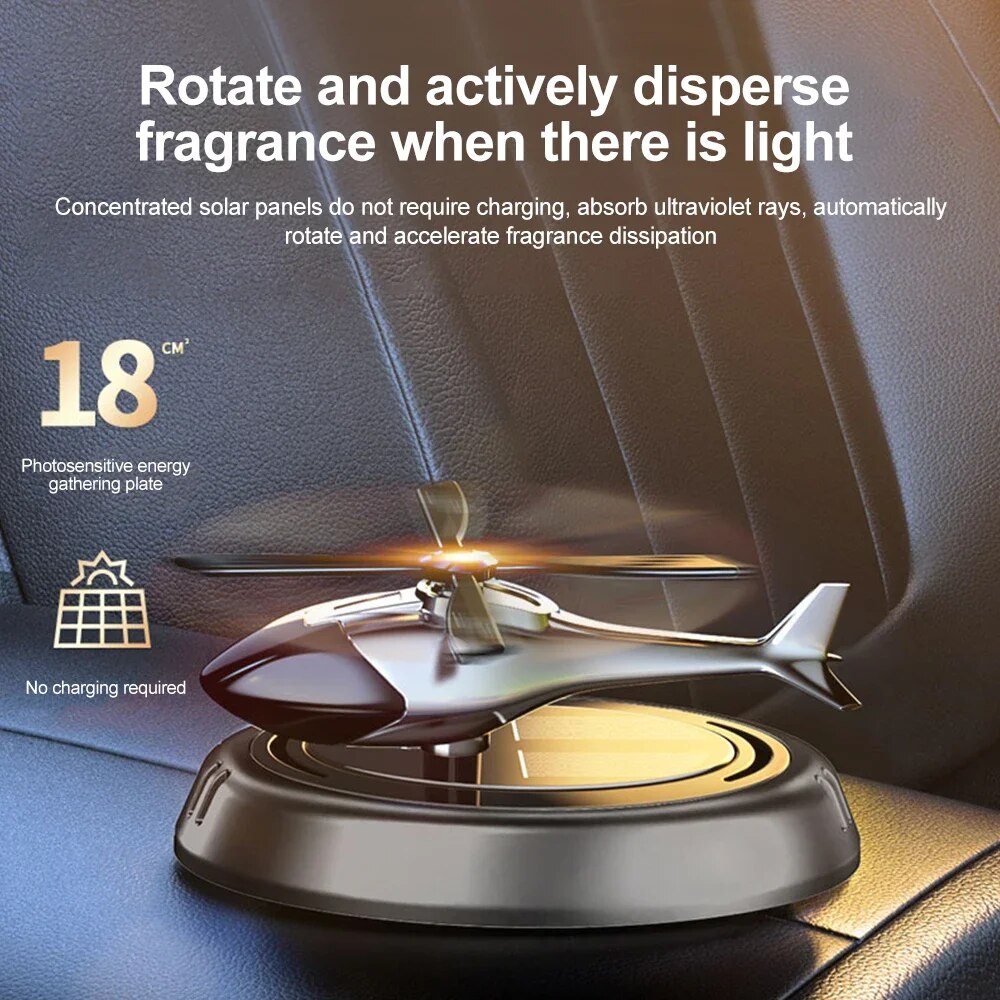 Solar Aromatherapy Car Air Freshener: Rotation Helicopter Design