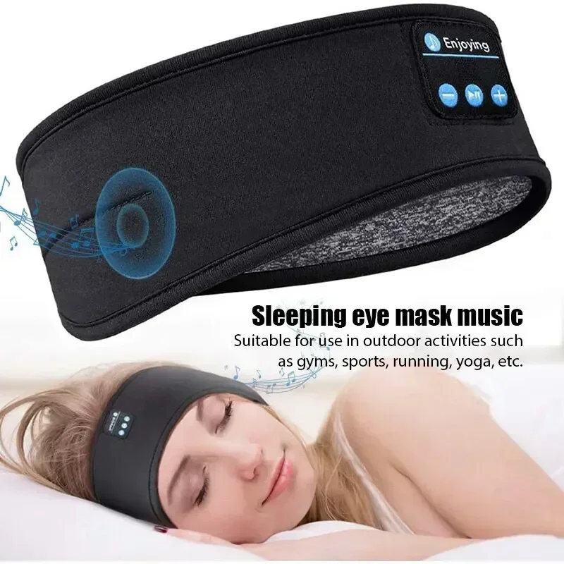 Wireless Bluetooth Sports Sleeping Headband - Elastic Bluetooth Headphones for Music & Relaxation, Comfortable Eye Mask
