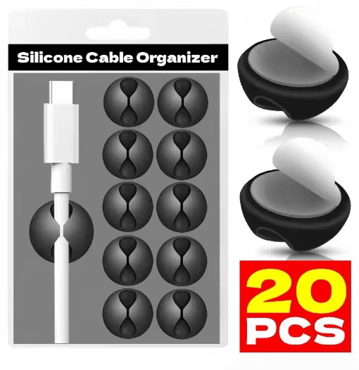 Silicone Self-Adhesive Cable Clips & Phone Cord Holder Organizer