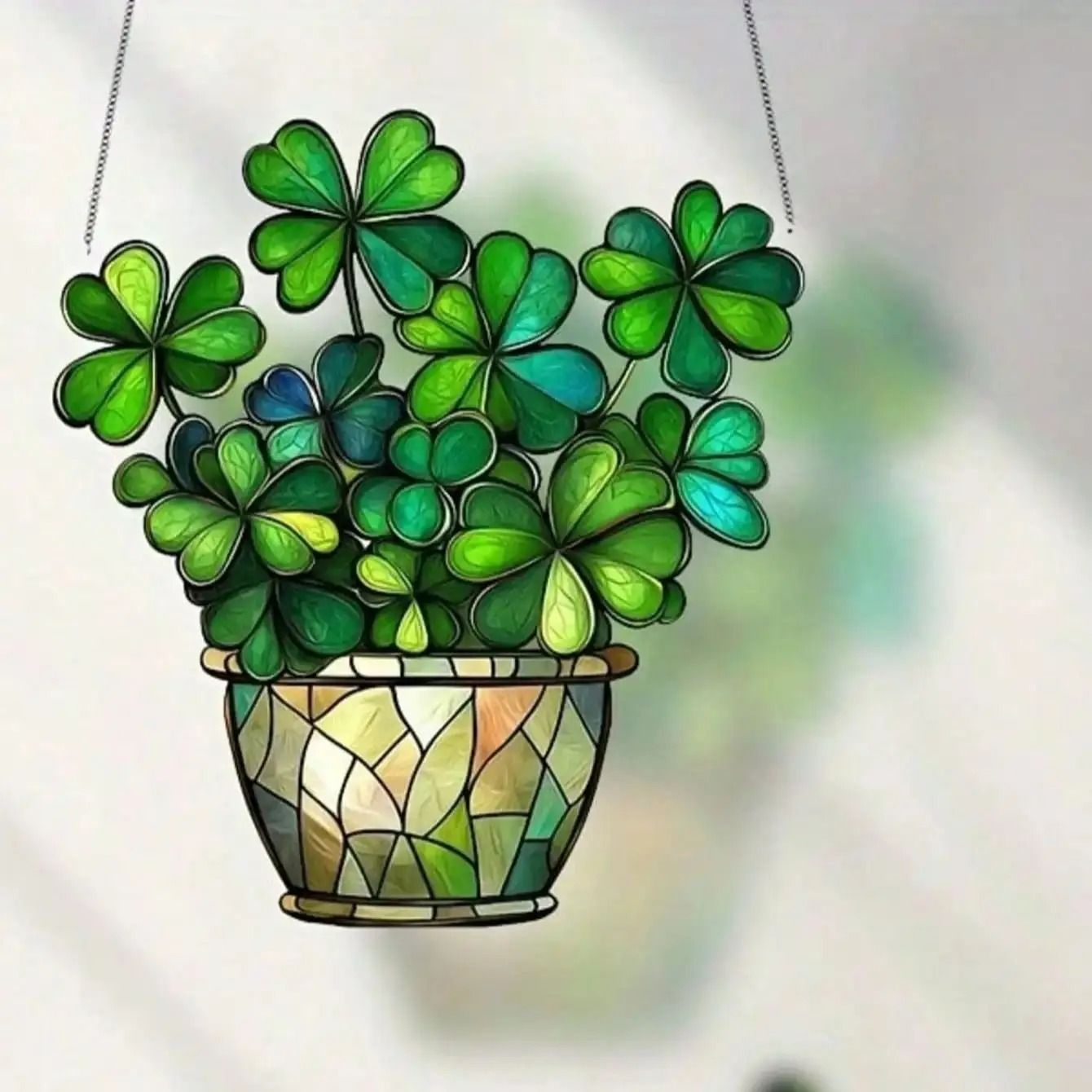 St. Patrick's Day Lucky Clover Sun Catcher Window Hanging Decoration