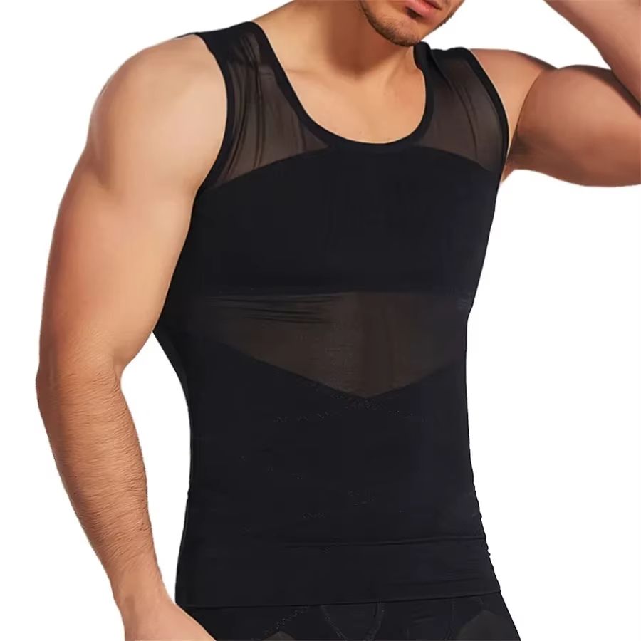 SlimFit Mens Compression Tank Breathable Tummy Control Body Shaper