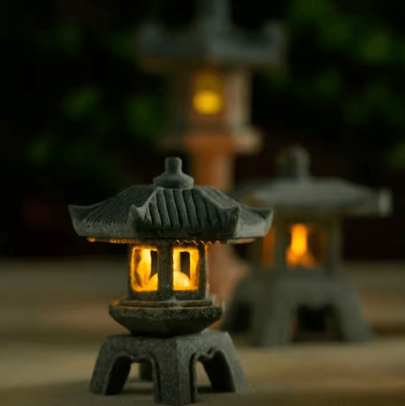 Mini Zen Pagoda Lantern Light – Sandstone Bonsai Garden Decor