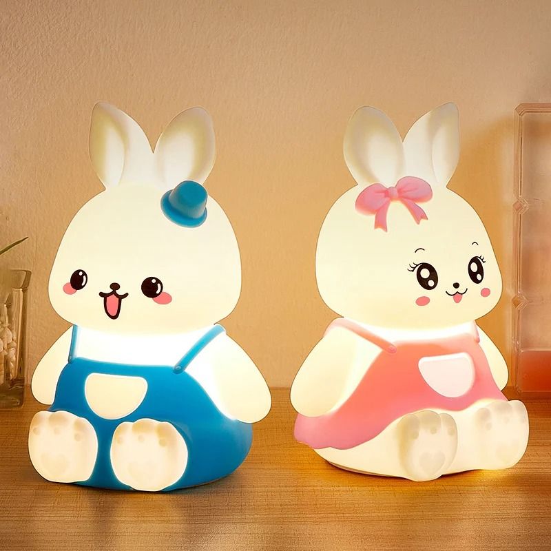 Silicone Rabbit Night Light with Color Changing LED and Tap Control for Nursery and Kids Room