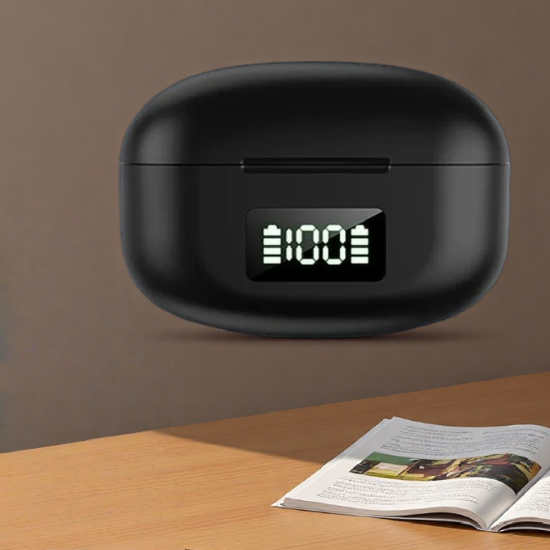 Wireless Bluetooth Headset with Digital Display Touch Control and Noise Cancelling for Smartphones