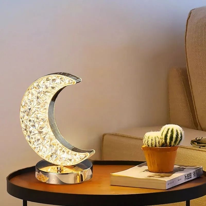 Bedroom Crystal Touch Dimming Night Light USB Bedside LED Ambient Table Moon Lamp