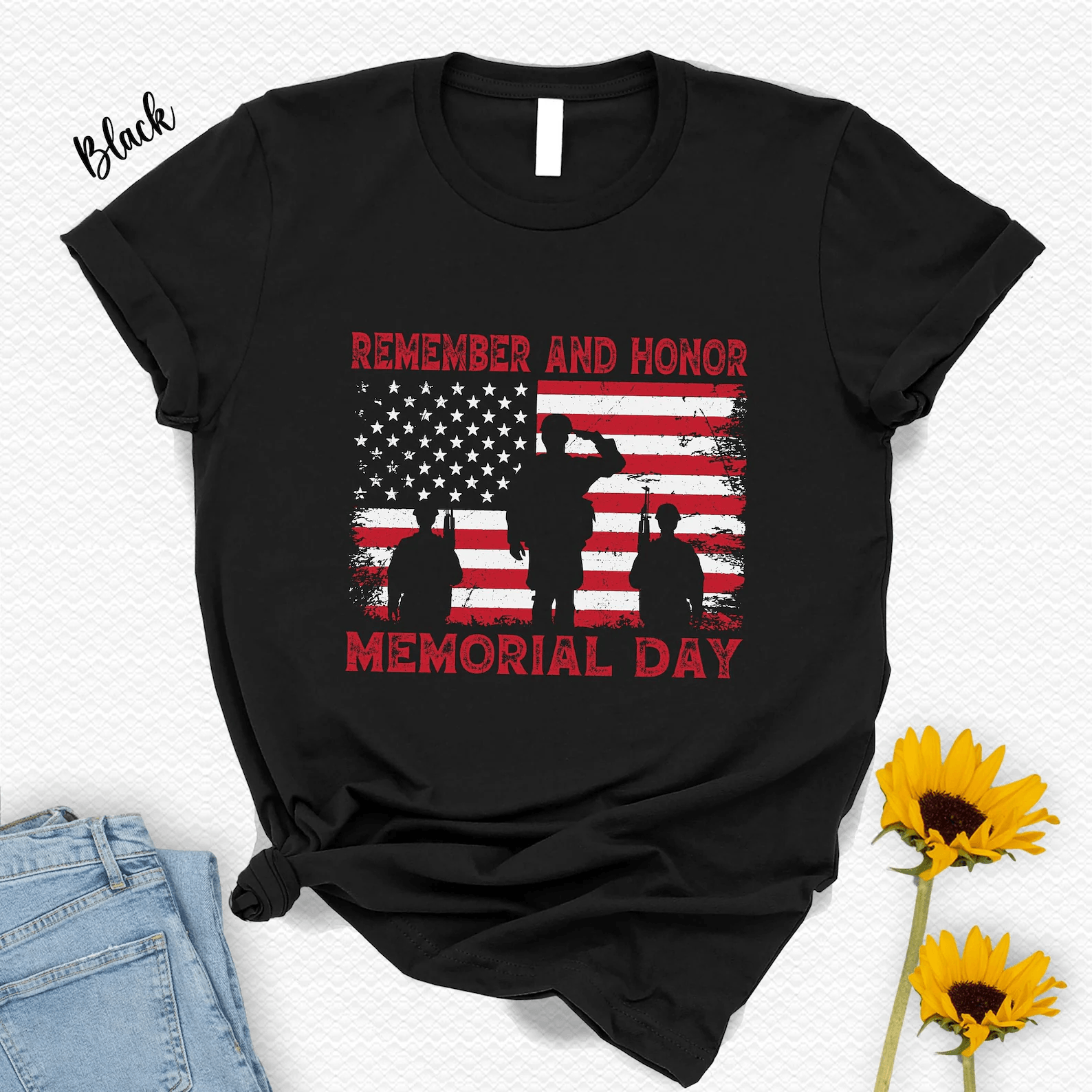 Memorial Day American Flag Shirt Remember Honor Memorial Day Shirt Patriotic USA Tee