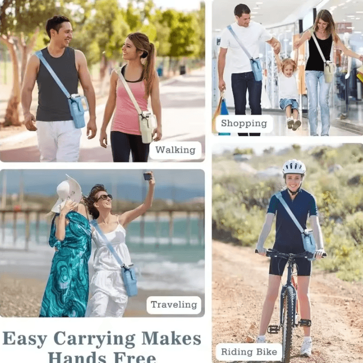 Adjustable Water Bottle Carrier Bag – Large Tumbler Sleeve with Shoulder Strap